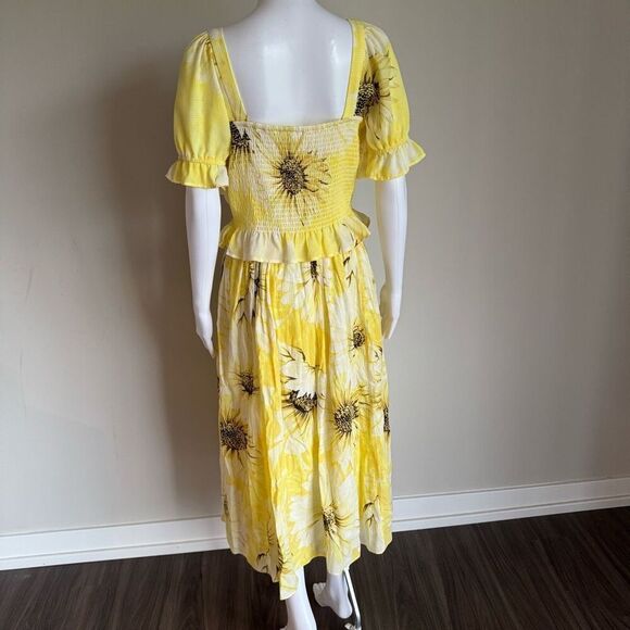 Zara Sunflower Print Two Piece Dress With Ruffles Size M - Picture 5 of 7